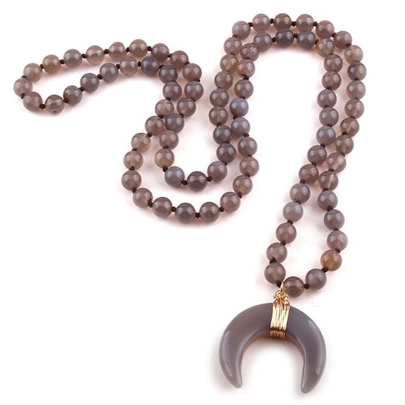 Anthropologie Jewelry - • Now Available! • Smoky Quartz Crescent Necklace•